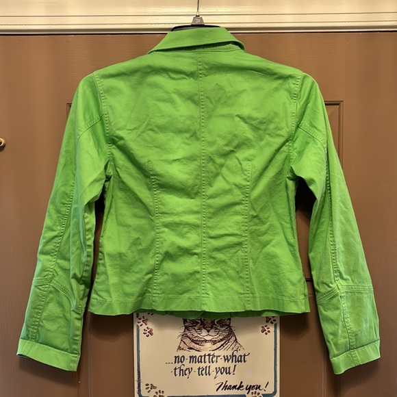 Y2K Lime Green Button Up Jacket size Medium - Picture 2 of 4